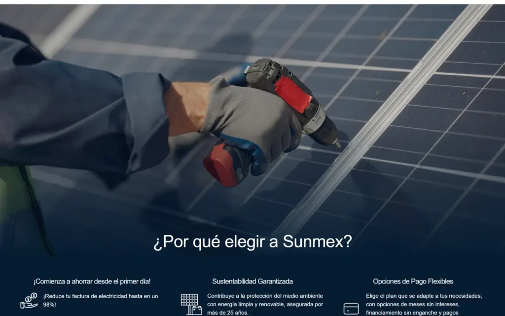 Sunmex Soluciones, captura 2 del sitio